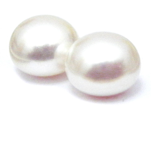 White 11-12mm AAA Undrilled Button Pairs